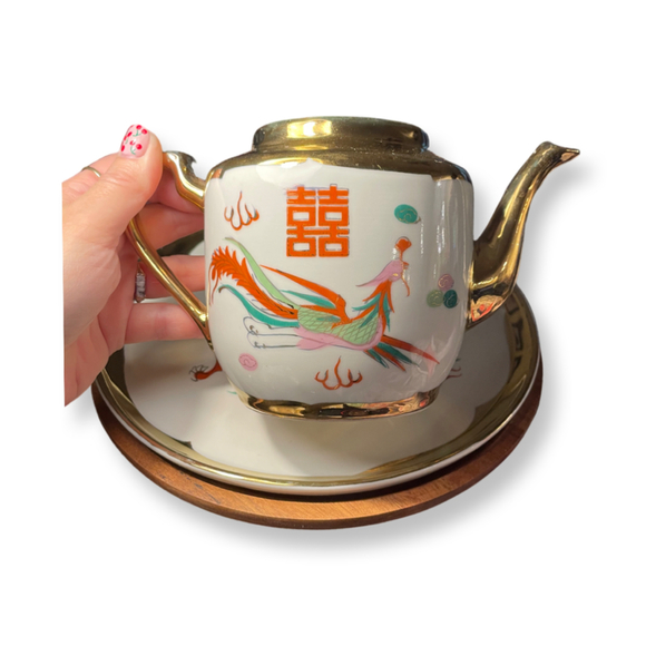 VINTAGE / Antique Chinese Wedding Tea Pot Set - Picture 7 of 12